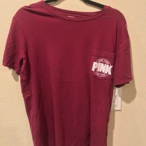 PINK BURGUNDY RED LOGO CAMPUS TEE SIZE M